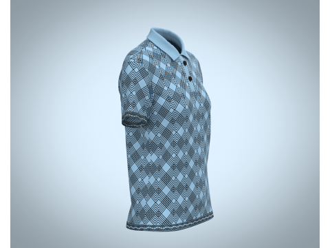 Ladies Blue Striped Polo 3D Model