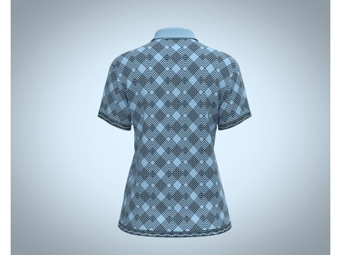 Ladies Blue Striped Polo 3D Model