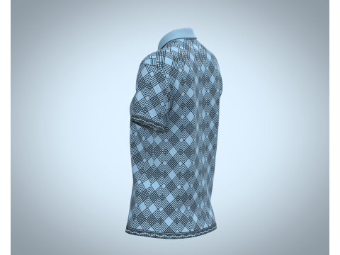 Ladies Blue Striped Polo 3D Model