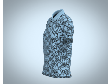 Ladies Blue Striped Polo 3D Model