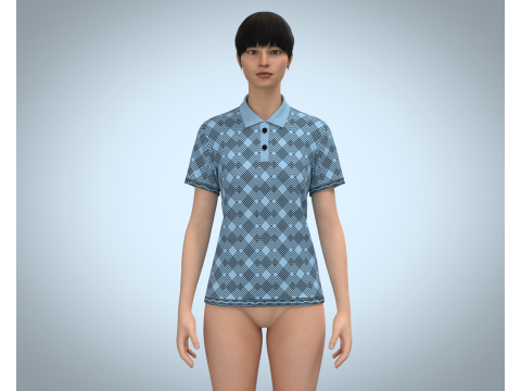 Ladies Blue Striped Polo 3D Model