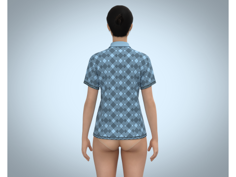 Ladies Blue Striped Polo 3D Model