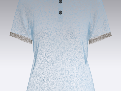 Ladies Blue Striped Polo 3D Model