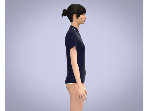 Ladies Blue Polo Modelo 3D