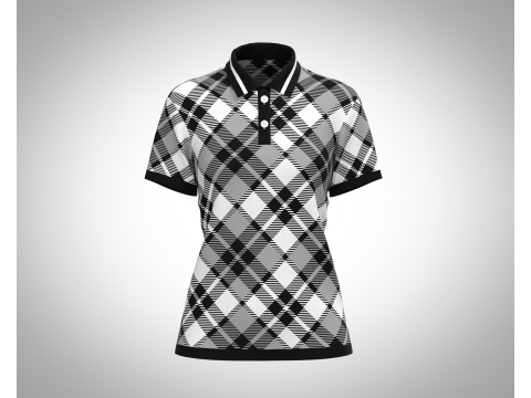 Ladies Black Striped Polo 3D Model