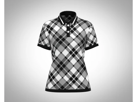 Polo da donna a righe nere Modello 3D