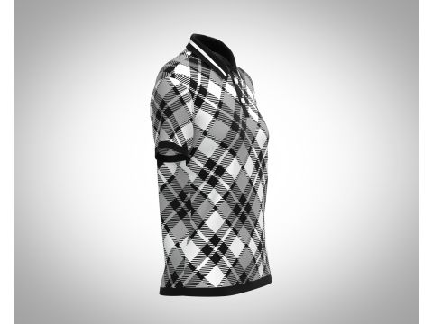 Ladies Black Striped Polo 3D Model