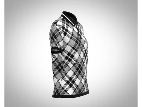 Ladies Black Striped Polo 3D Model