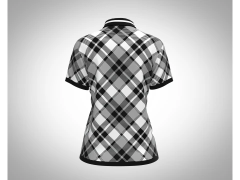 Ladies Black Striped Polo 3D Model