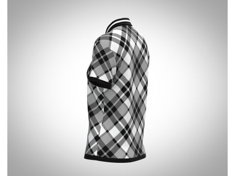 Ladies Black Striped Polo 3D Model