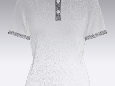Ladies Black Striped Polo 3D Model