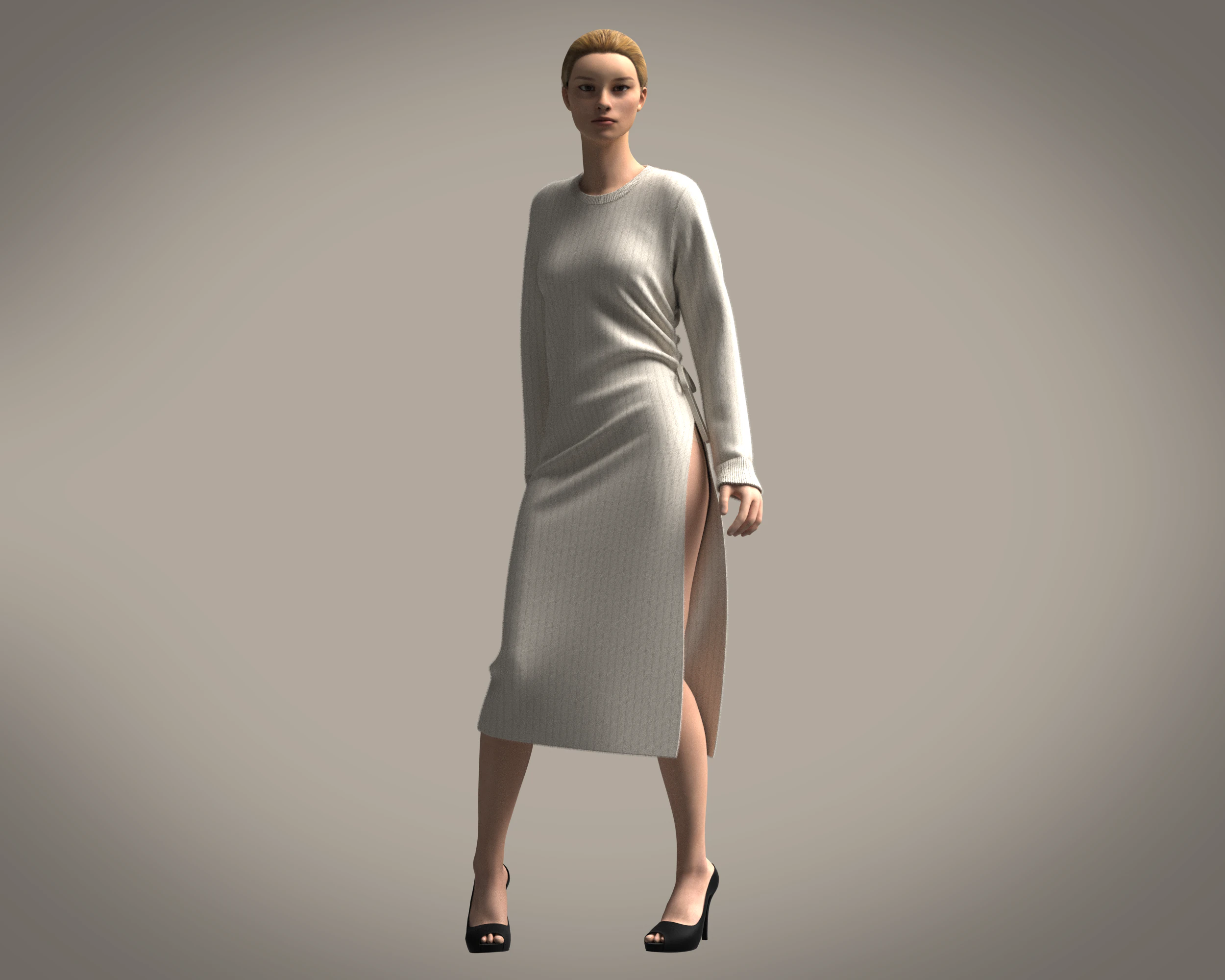 Ladies Long Sweater 3D Model .c4d .max .obj .3ds .fbx .stl .blend