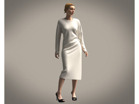 Ladies Long Sweater Modelo 3D