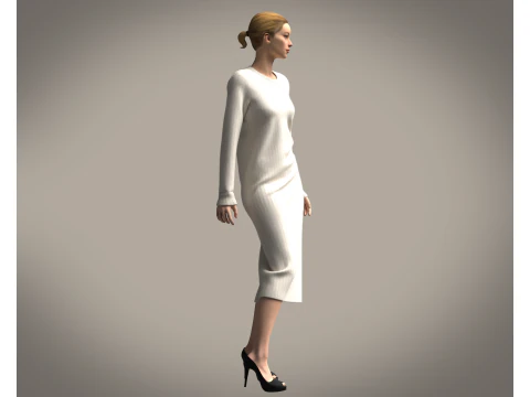 Ladies Long Sweater 3D Model