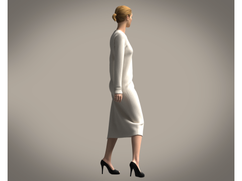 Ladies Long Sweater Modelo 3D