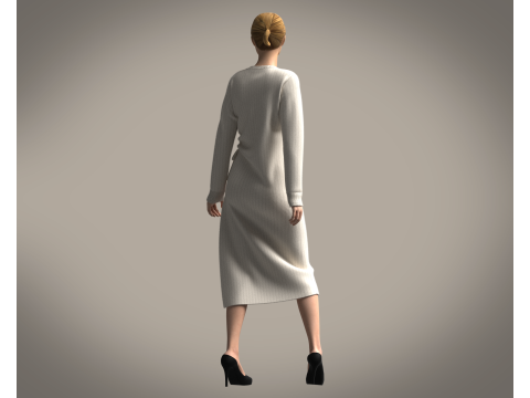 Ladies Long Sweater Modelo 3D