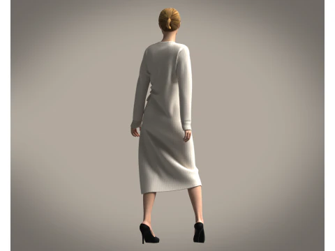 Ladies Long Sweater 3D Model
