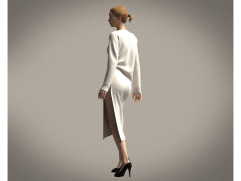 Ladies Long Sweater Modelo 3D