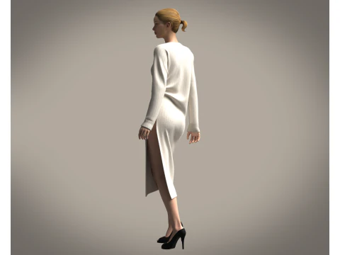 Ladies Long Sweater 3D Model