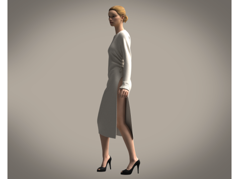 Ladies Long Sweater Modelo 3D