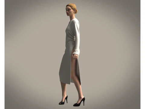 Ladies Long Sweater 3D Model