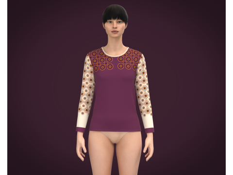 Ladies Long Sleeve Tshirt 3D 模型
