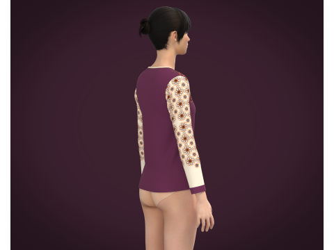 Ladies Long Sleeve Tshirt 3D 模型