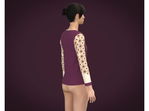 Ladies Long Sleeve Tshirt 3D Model