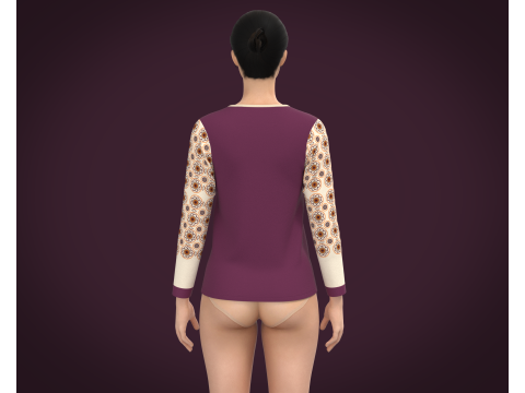 Ladies Long Sleeve Tshirt 3D 模型