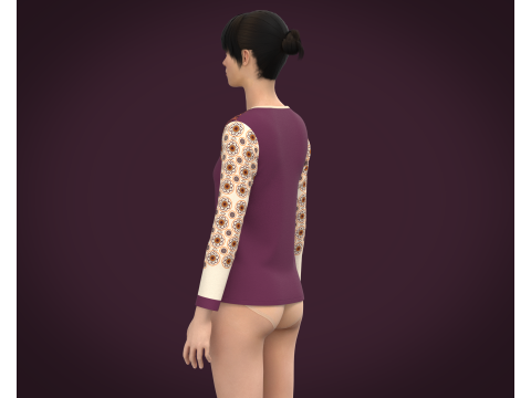 Ladies Long Sleeve Tshirt 3D 模型
