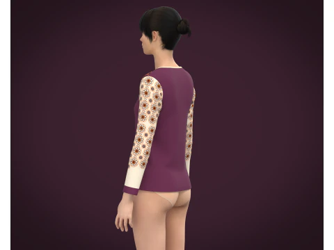Ladies Long Sleeve Tshirt 3D Model