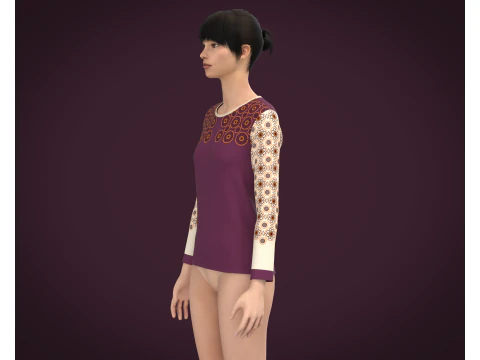 Ladies Long Sleeve Tshirt 3D Model
