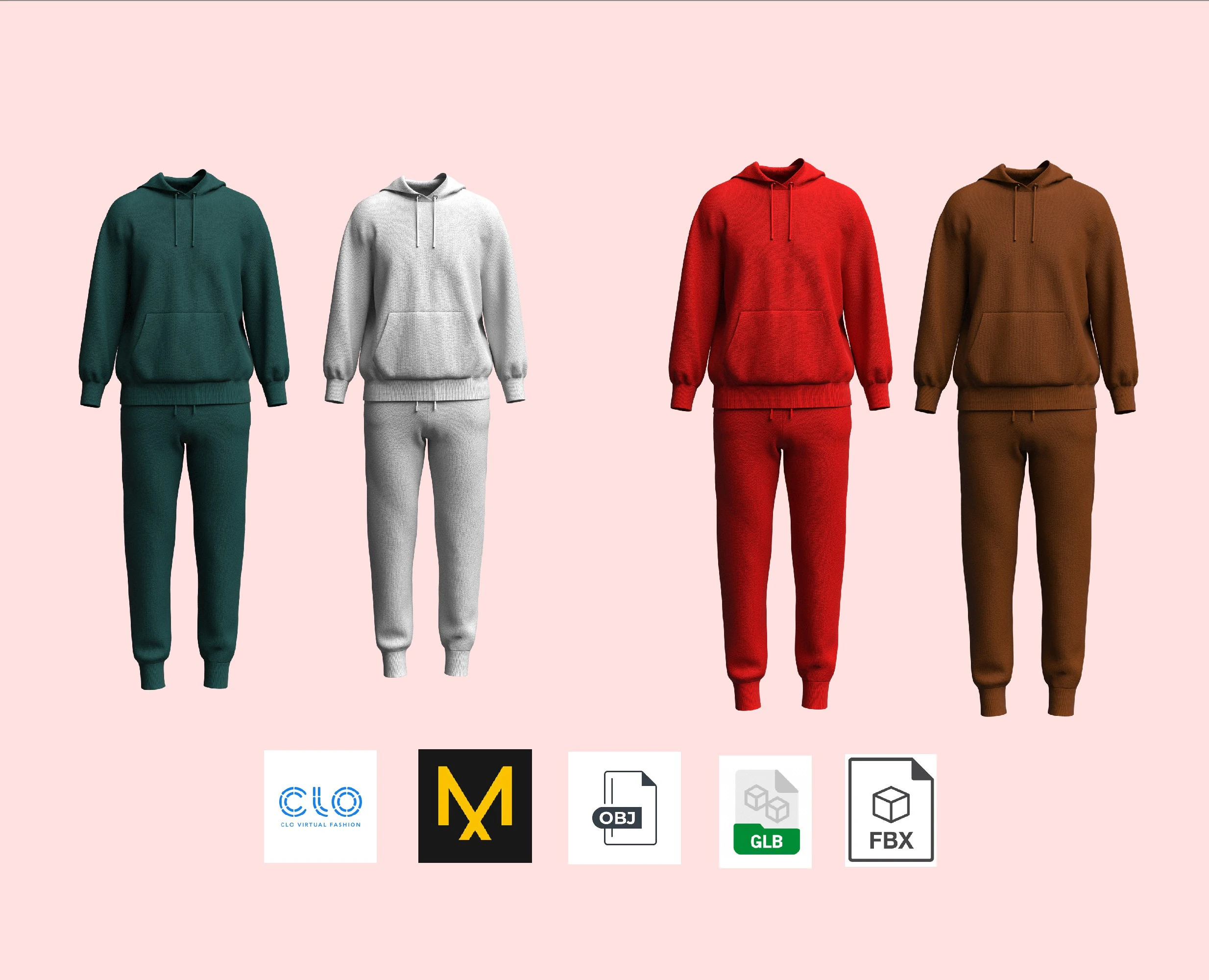 Hoodie And Jogger - Colorway 3D Model .c4d .max .obj .3ds .fbx .stl .blend 