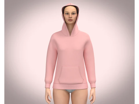 Ladies Pink Hoodie with jogger 3D Model