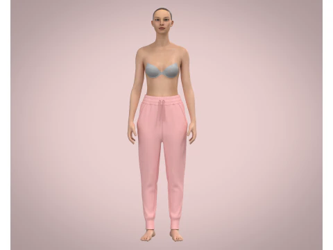 Ladies Pink Hoodie with jogger 3D Model