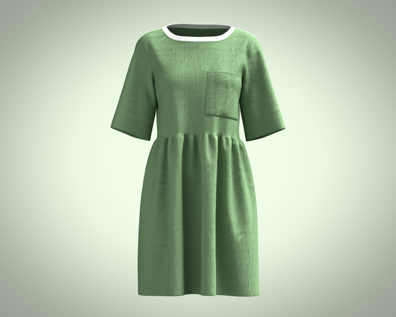 Cord T-Shirt Dress In Khaki Modello 3D .c4d .max .obj .3ds .fbx .stl .blend 