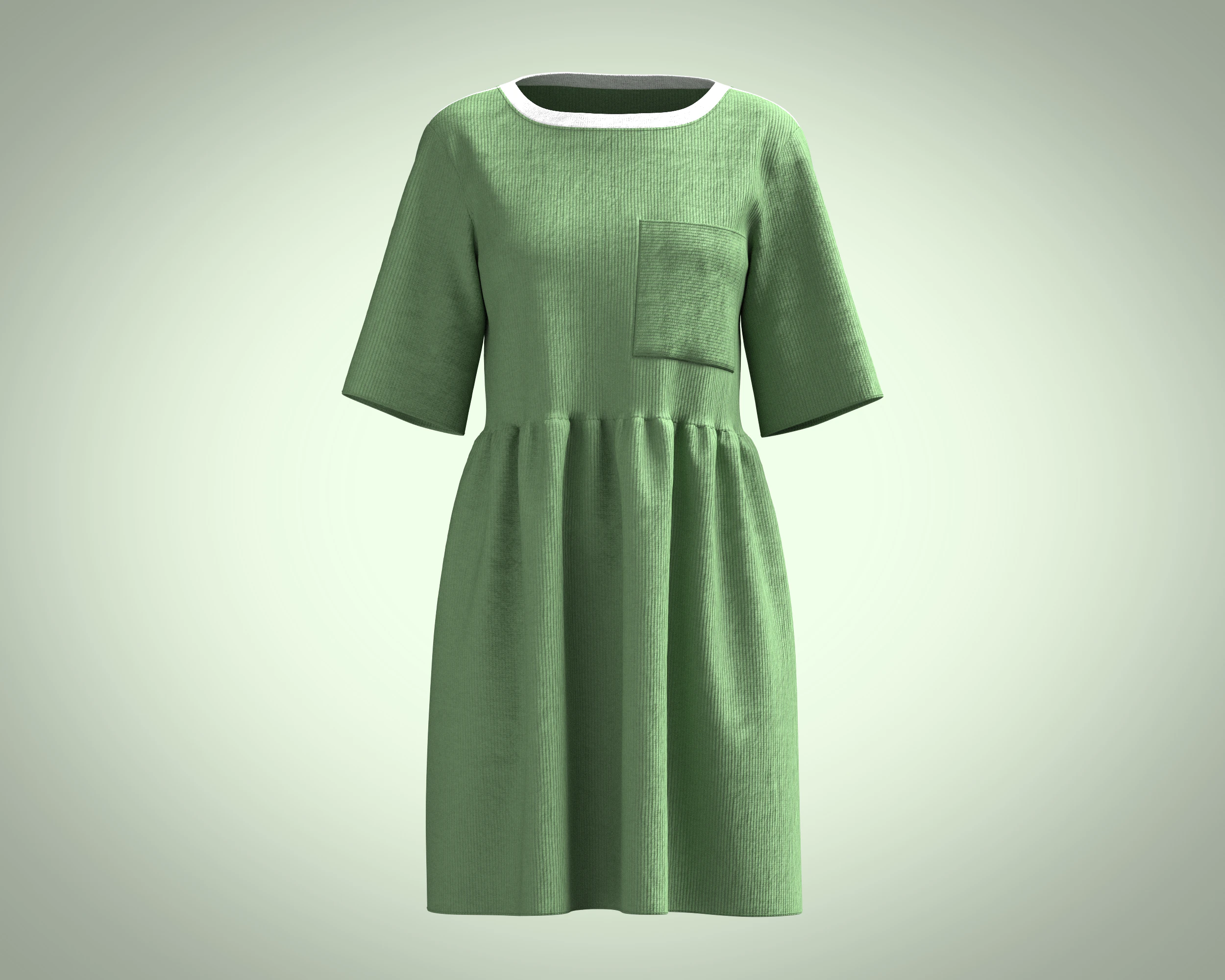 Cord T-Shirt Dress In Khaki 3D Model .c4d .max .obj .3ds .fbx .stl .blend 
