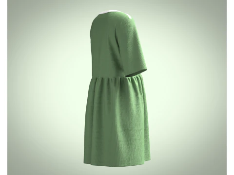 Cord T-Shirt Dress In Khaki 3D Model