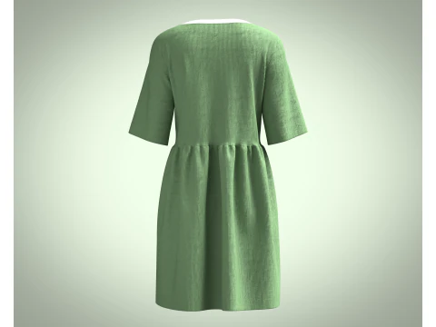 Cord T-Shirt Dress In Khaki 3D Model