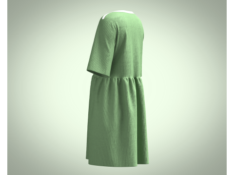 Cord T-Shirt Dress In Khaki Modello 3D