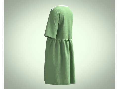 Cord T-Shirt Dress In Khaki 3D Model