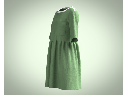 Cord T-Shirt Dress In Khaki Modello 3D