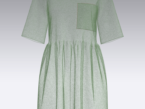 Cord T-Shirt Dress In Khaki Modello 3D