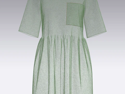 Cord T-Shirt Dress In Khaki 3D Model