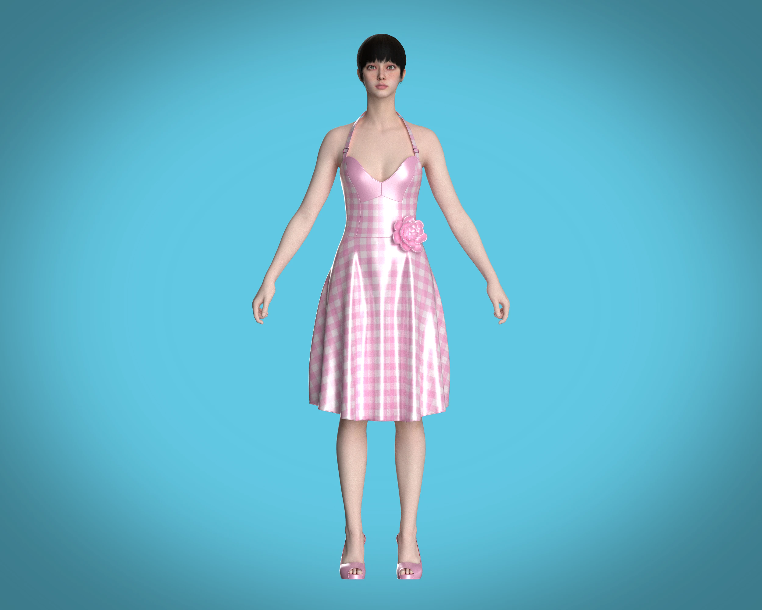 Barbie Dress V4 3D Model .c4d .max .obj .3ds .fbx .stl .blend 