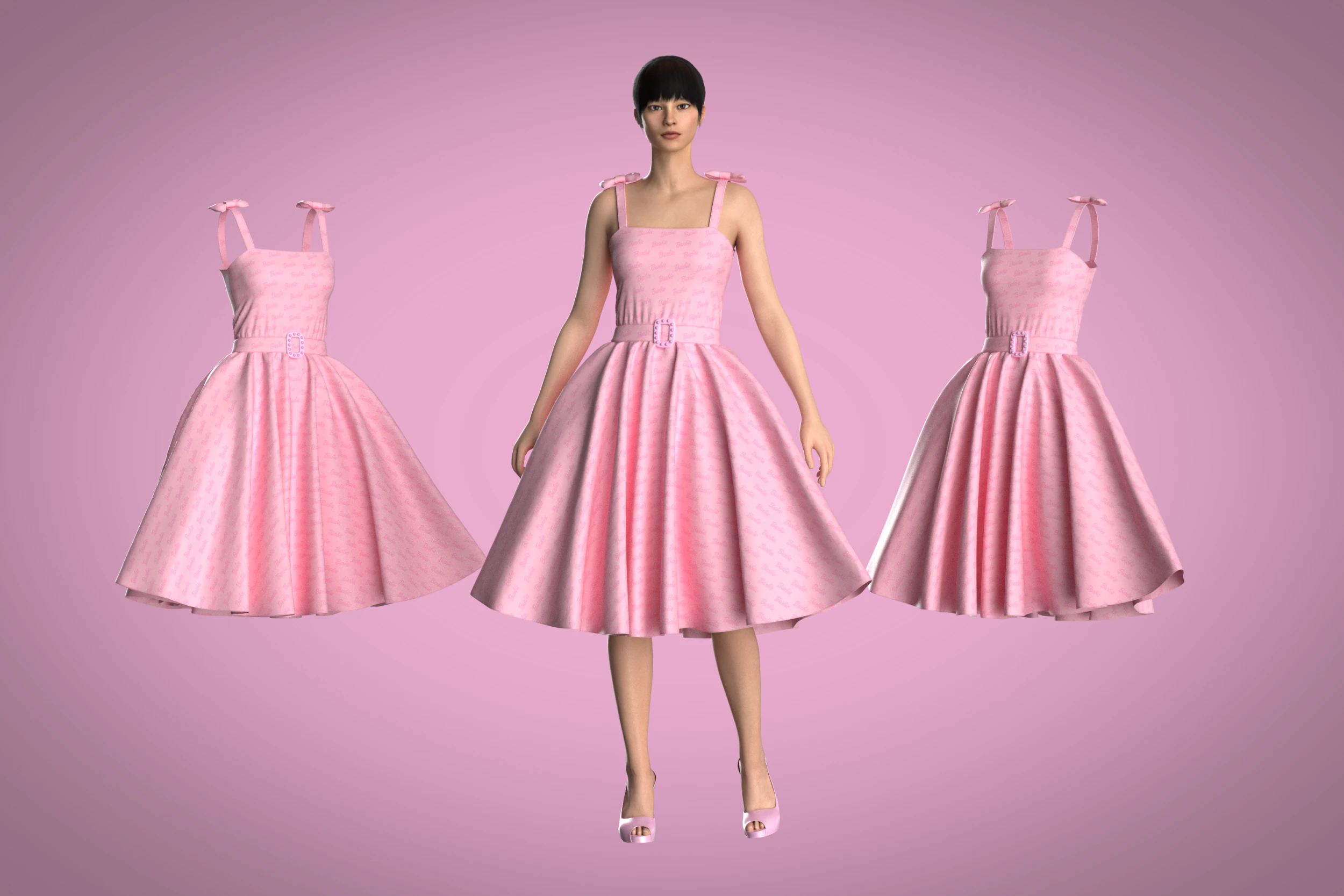 Barbie Dress - Barbie Logo 3D Model .c4d .max .obj .3ds .fbx .stl .blend 