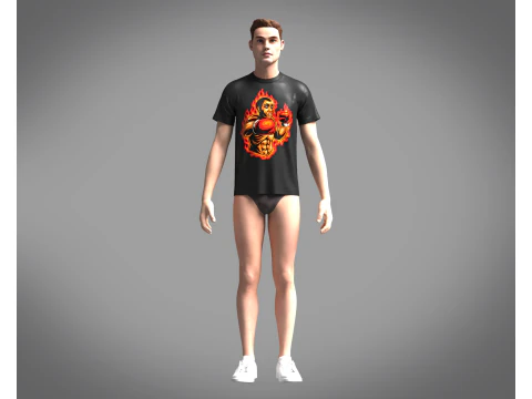 Tshirt flame boxing - Metaverse 3D Model