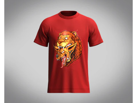 Camiseta - Cara de Leão Modelo 3D