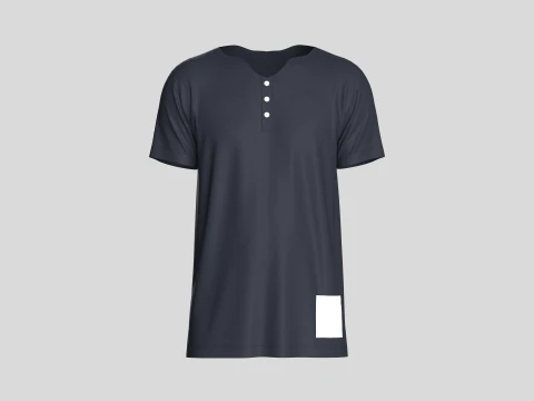 Camiseta Con Bot&oacute;n Modelo 3D