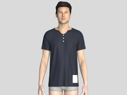 T-Shirt With Button 3D Model